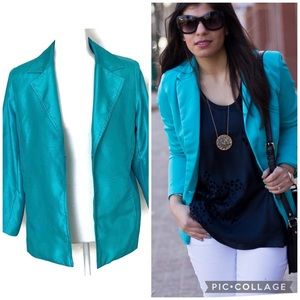 ❄️🪺🌕🌌Robin’s Egg Blue Metallic Aqua Blue Sheen Blazer